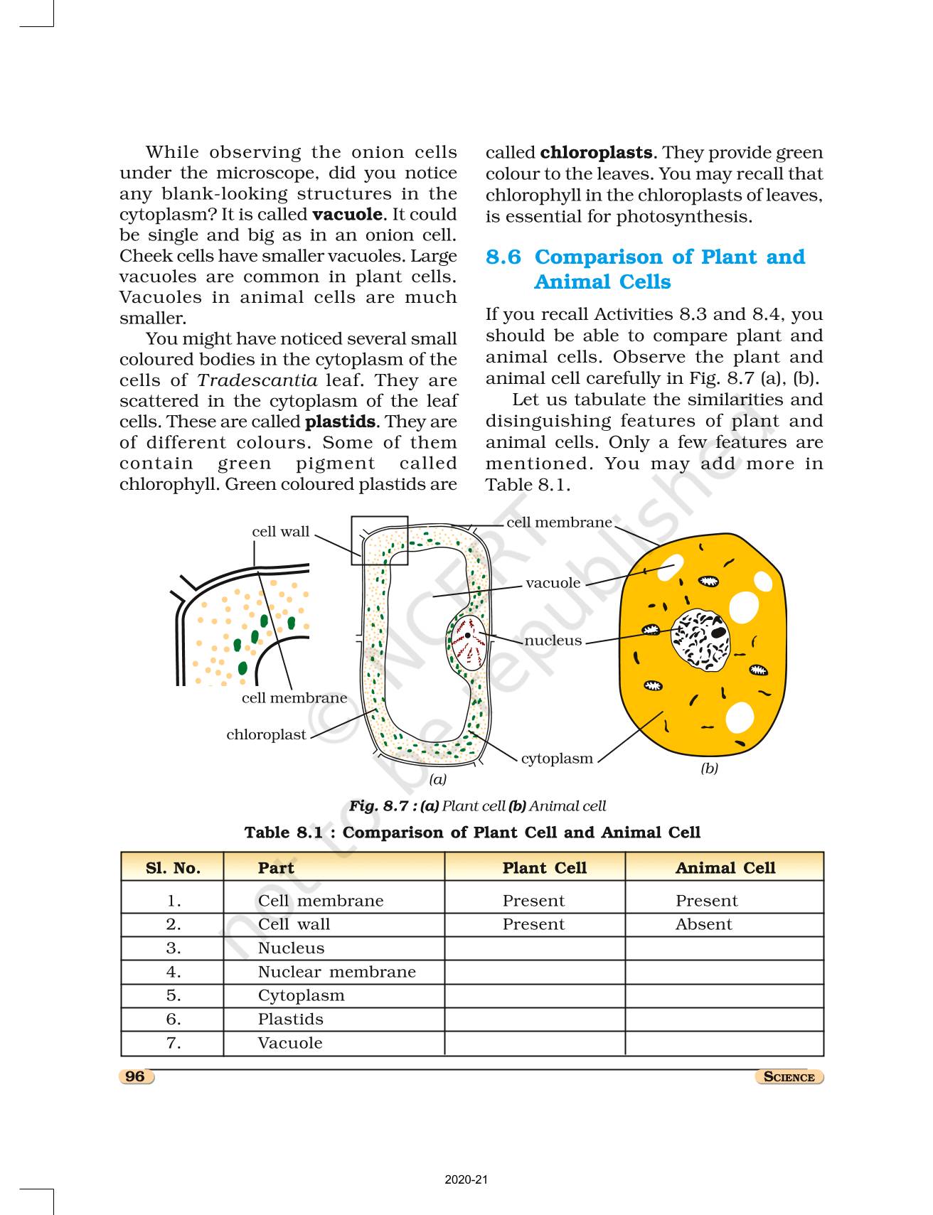 case study questions class 8 science cell structure and function